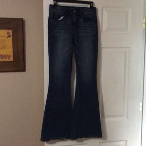 American Eagle high-rise flare blue jeans